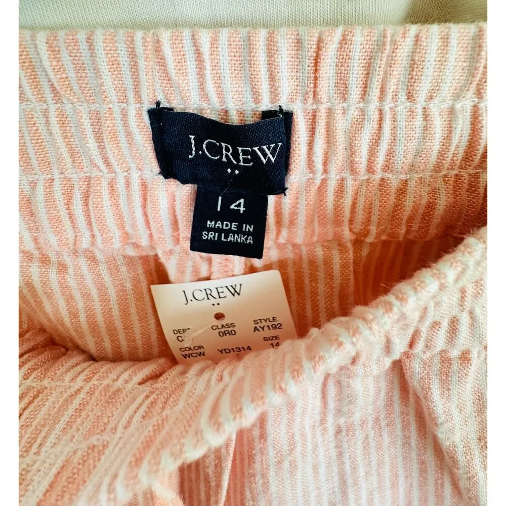 NWT J. Crew womens Striped Linen Pants Size 14